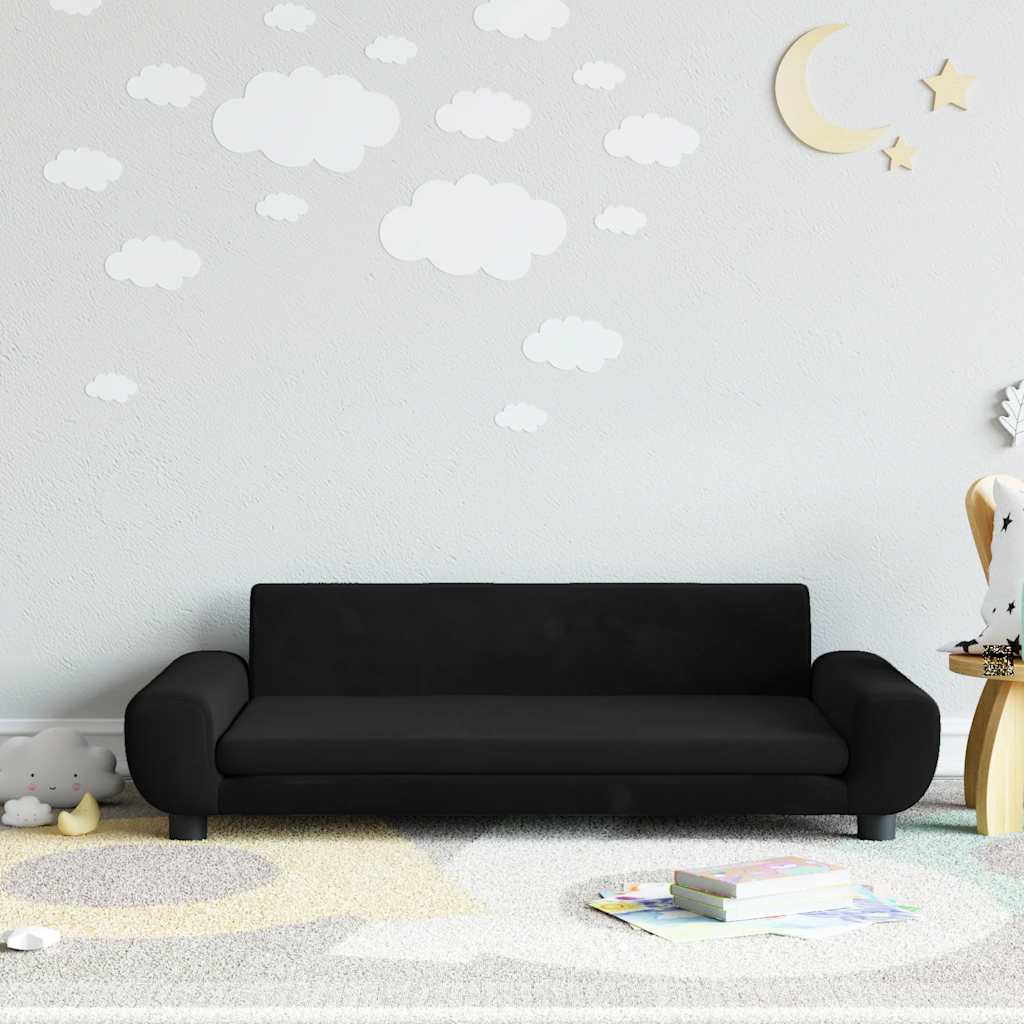 Sofá para niños con reposapiés cuero sintético gris 100x50x30cm