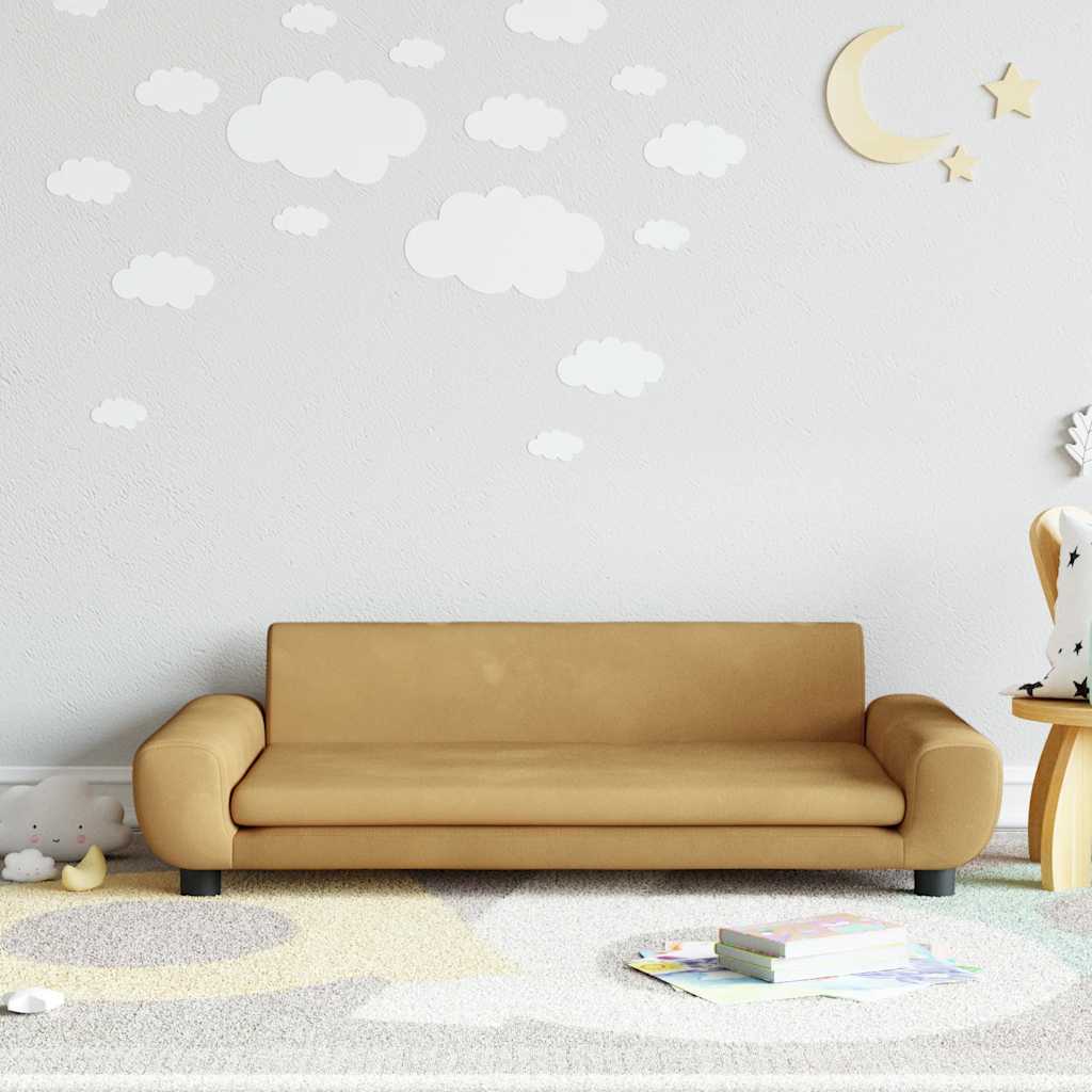Sofá para niños con reposapiés cuero sintético gris 100x50x30cm