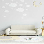 Sofá para niños con reposapiés cuero sintético gris 100x50x30cm