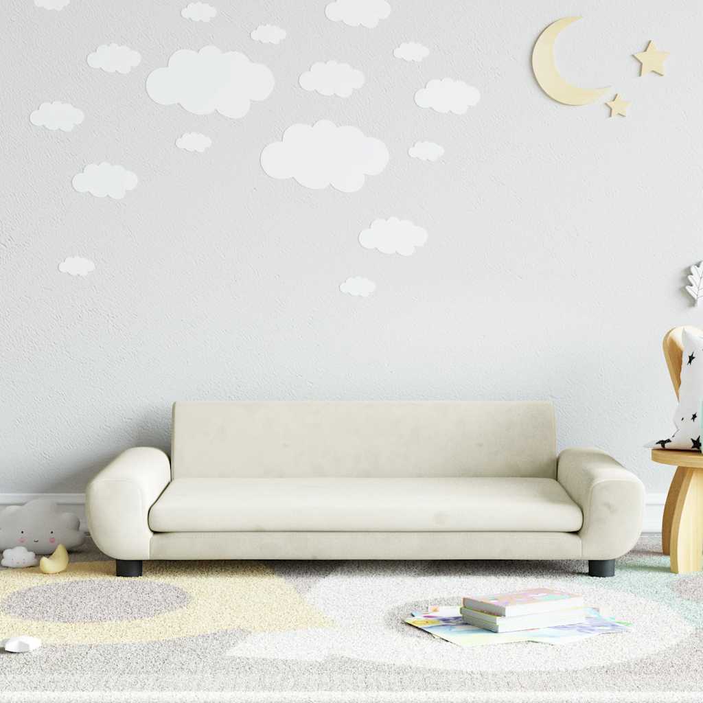 Sofá para niños con reposapiés cuero sintético gris 100x50x30cm