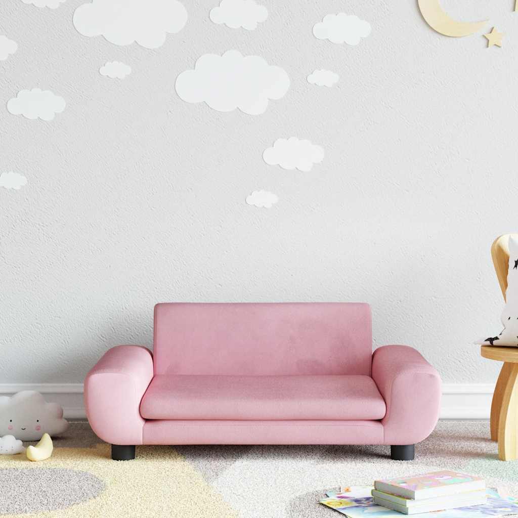 Sofá para niños con reposapiés cuero sintético gris 100x50x30cm