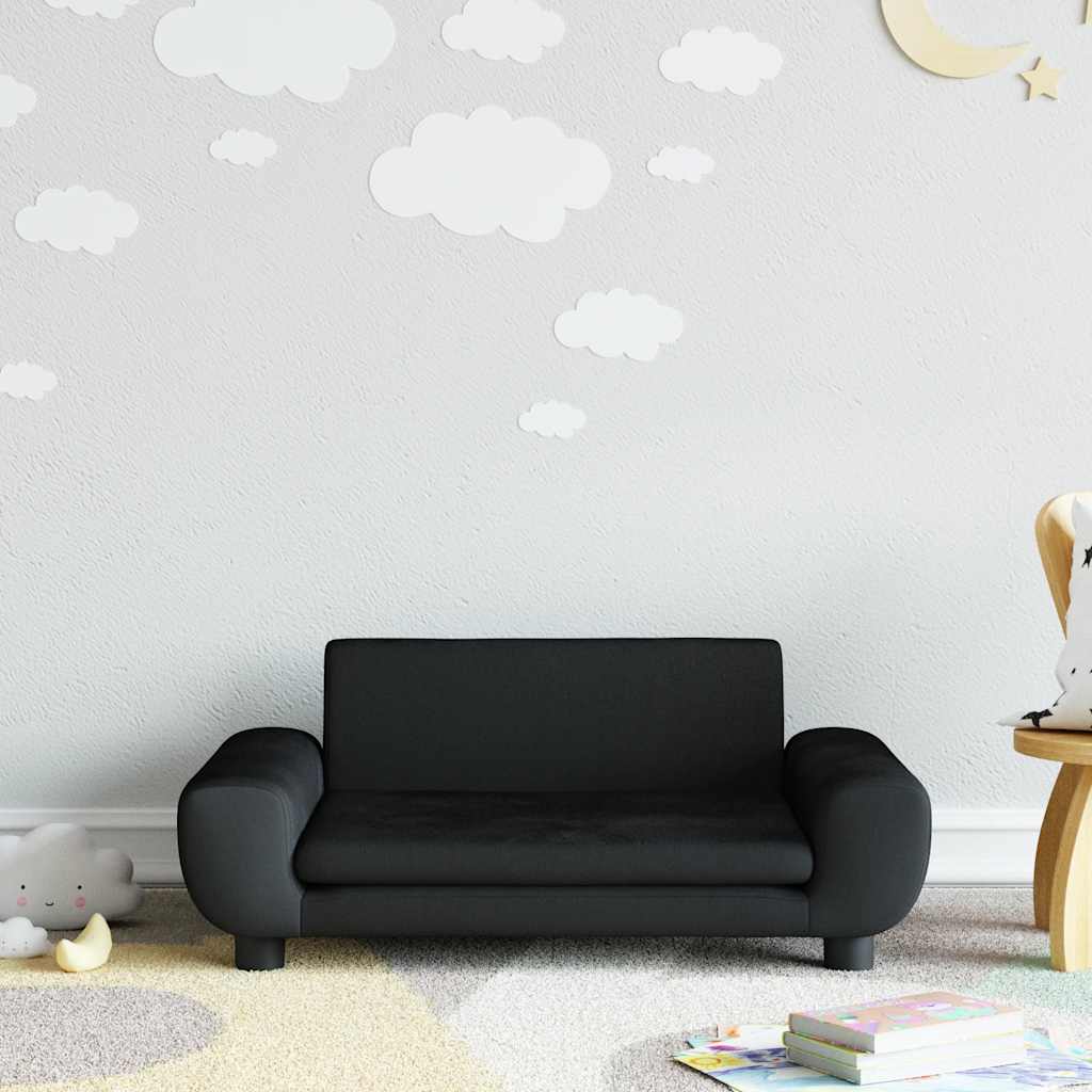 Sofá para niños con reposapiés cuero sintético gris 100x50x30cm