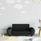 Sofá para niños con reposapiés cuero sintético gris 100x50x30cm
