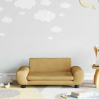 Sofá para niños con reposapiés cuero sintético gris 100x50x30cm