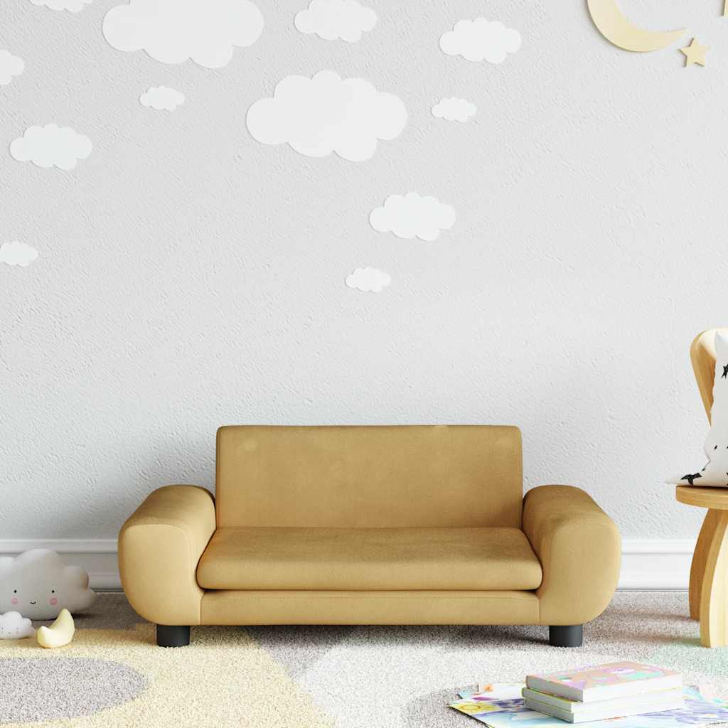 Sofá para niños con reposapiés cuero sintético gris 100x50x30cm