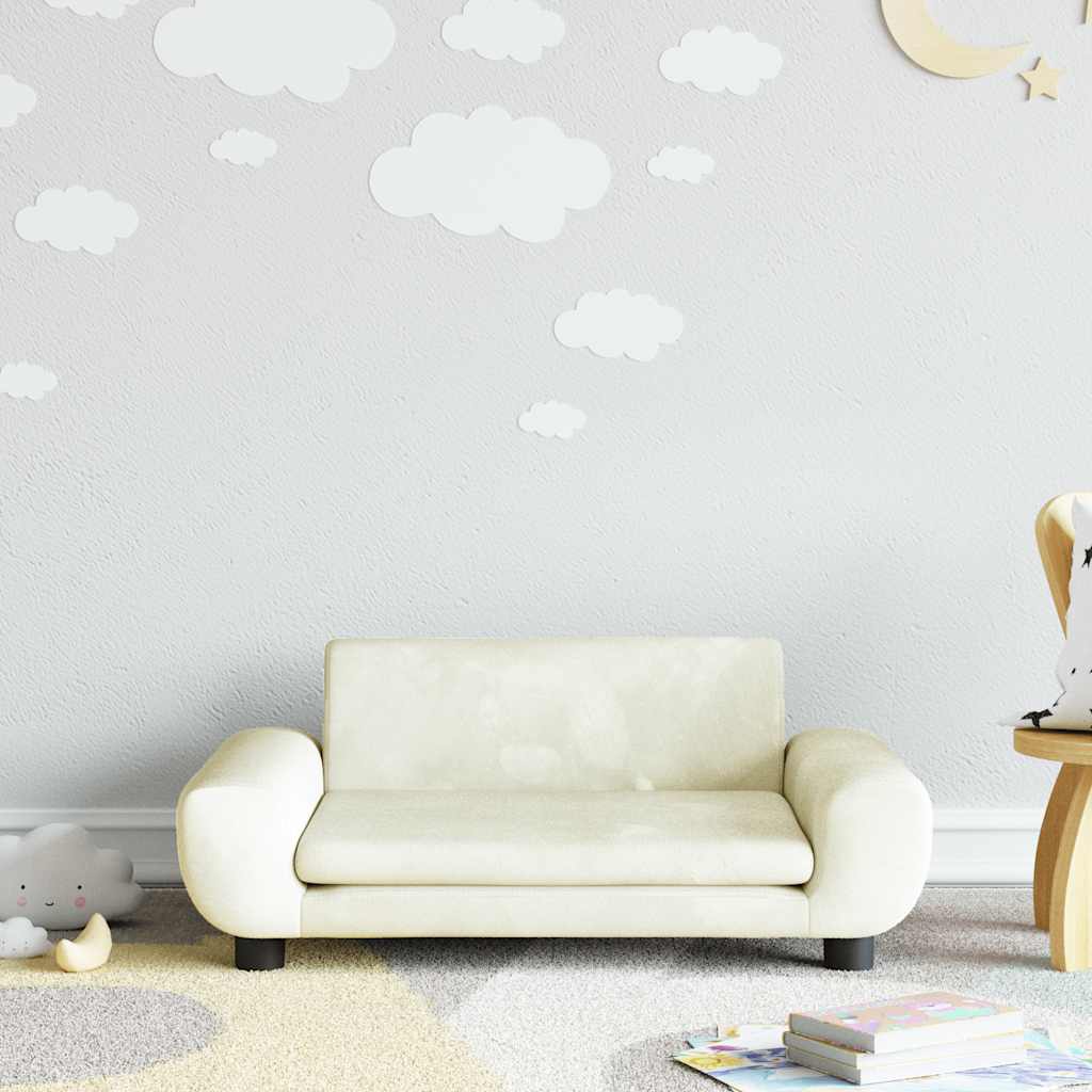 Sofá para niños con reposapiés cuero sintético gris 100x50x30cm