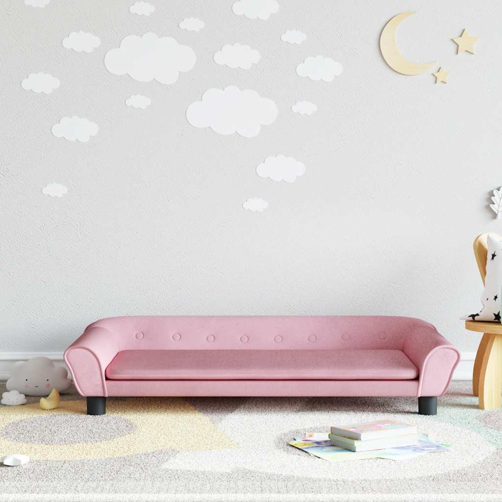 Sofá para niños con reposapiés cuero sintético gris 100x50x30cm