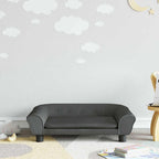 Sofá para niños con reposapiés cuero sintético gris 100x50x30cm