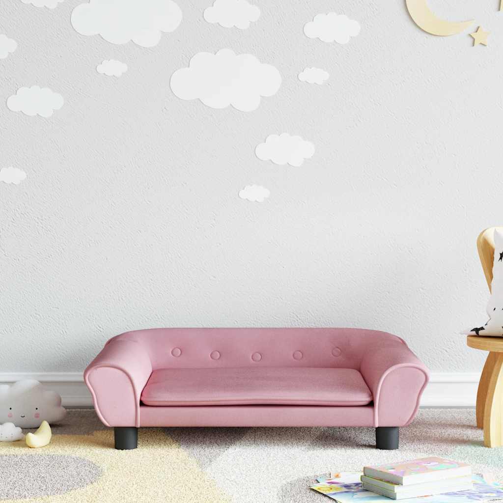 Sofá para niños con reposapiés cuero sintético gris 100x50x30cm