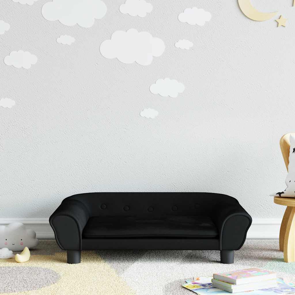 Sofá para niños con reposapiés cuero sintético gris 100x50x30cm