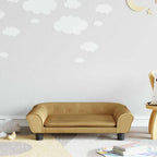 Sofá para niños con reposapiés cuero sintético gris 100x50x30cm