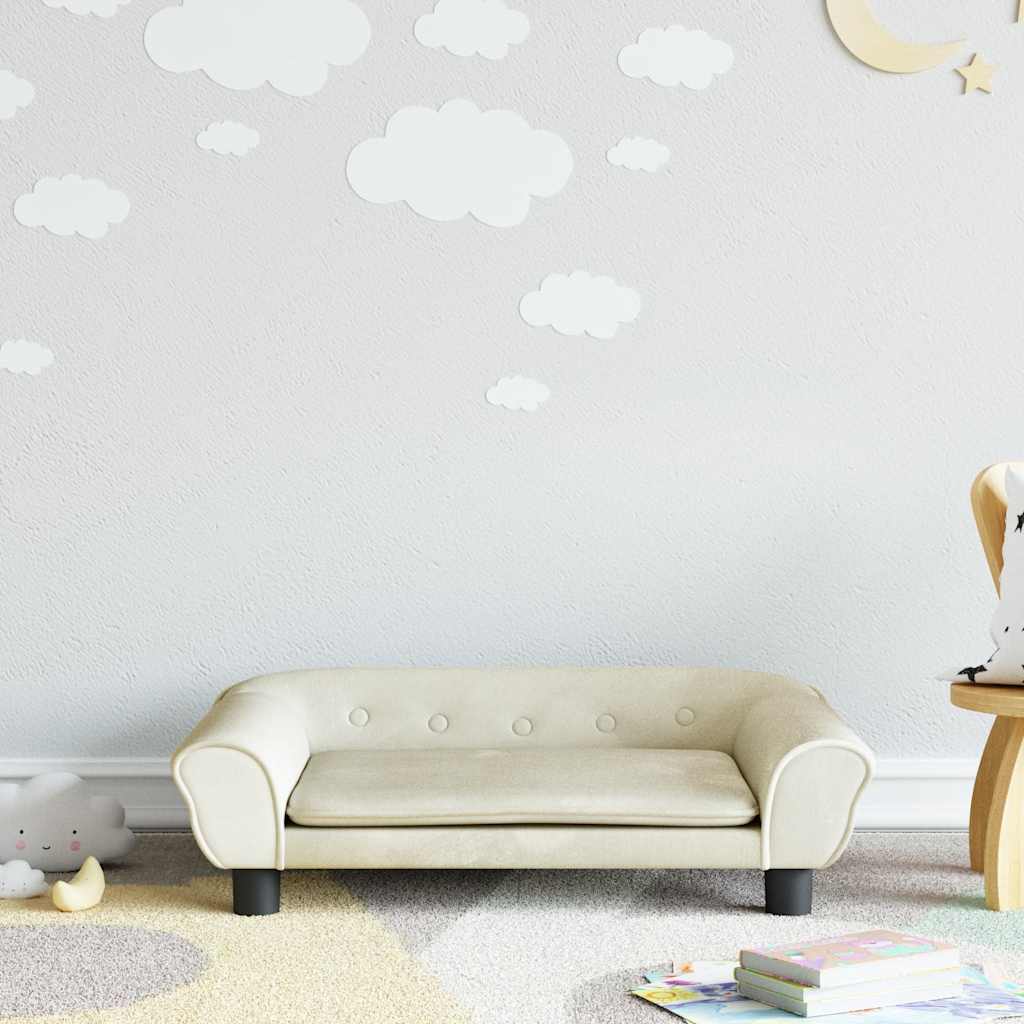 Sofá para niños con reposapiés cuero sintético gris 100x50x30cm