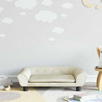 Sofá para niños con reposapiés cuero sintético gris 100x50x30cm