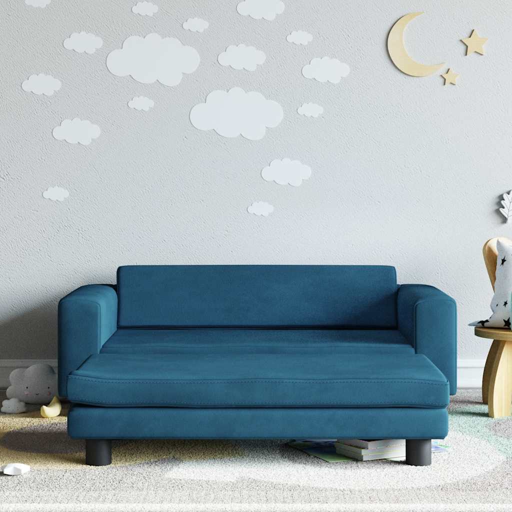 Sofá para niños con reposapiés cuero sintético gris 100x50x30cm