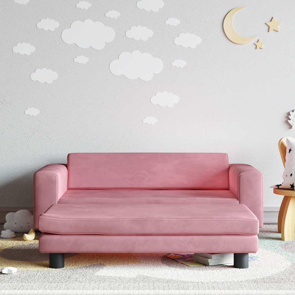 Sofá para niños con reposapiés cuero sintético gris 100x50x30cm