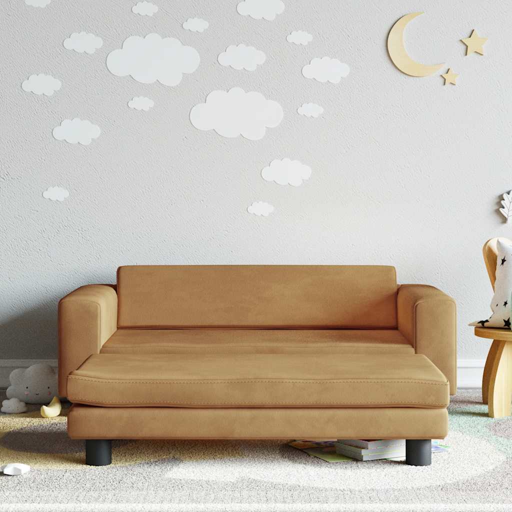 Sofá para niños con reposapiés cuero sintético gris 100x50x30cm
