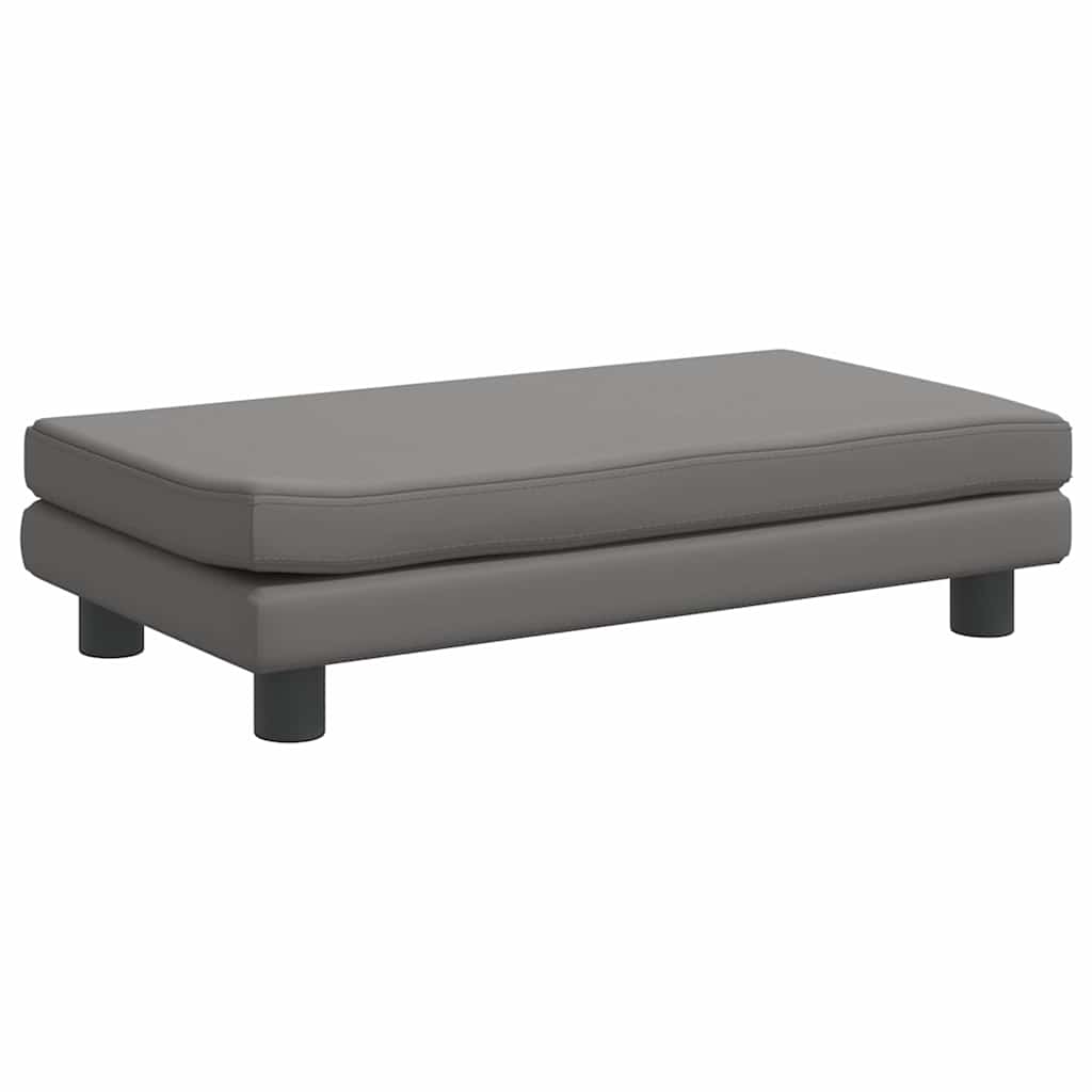 Sofá para niños con reposapiés cuero sintético gris 100x50x30cm