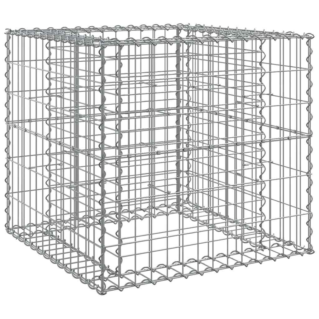 Cesta de gaviones hierro galvanizado color plateado 70x70x65 cm