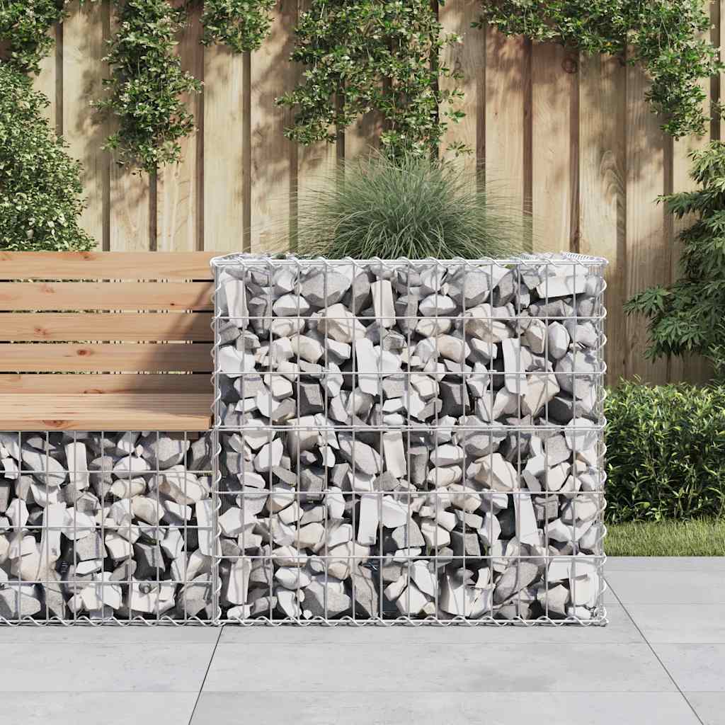Cesta de gaviones hierro galvanizado color plateado 70x70x65 cm