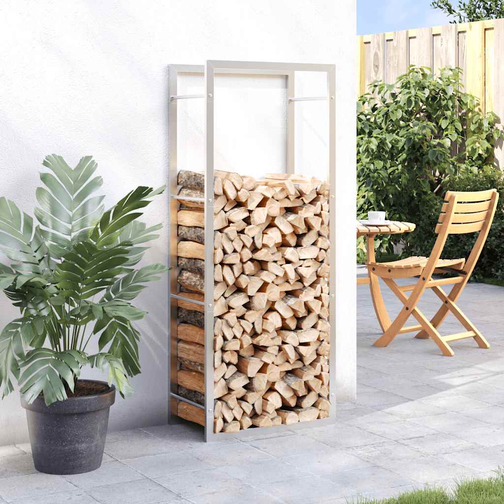 Estante para leña acero inoxidable 50x28x132 cm