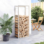 Estante para leña acero inoxidable 50x28x132 cm