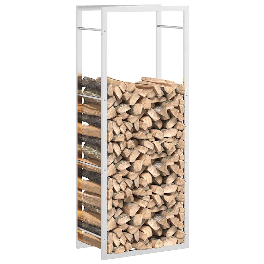 Estante para leña acero inoxidable 50x28x132 cm