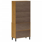 Aparador alto con puertas vidrio FLAM madera pino 80x40x180 cm