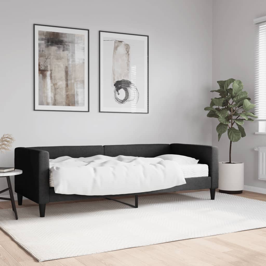 Sofa bed with black fabric mattress 100x200 cm