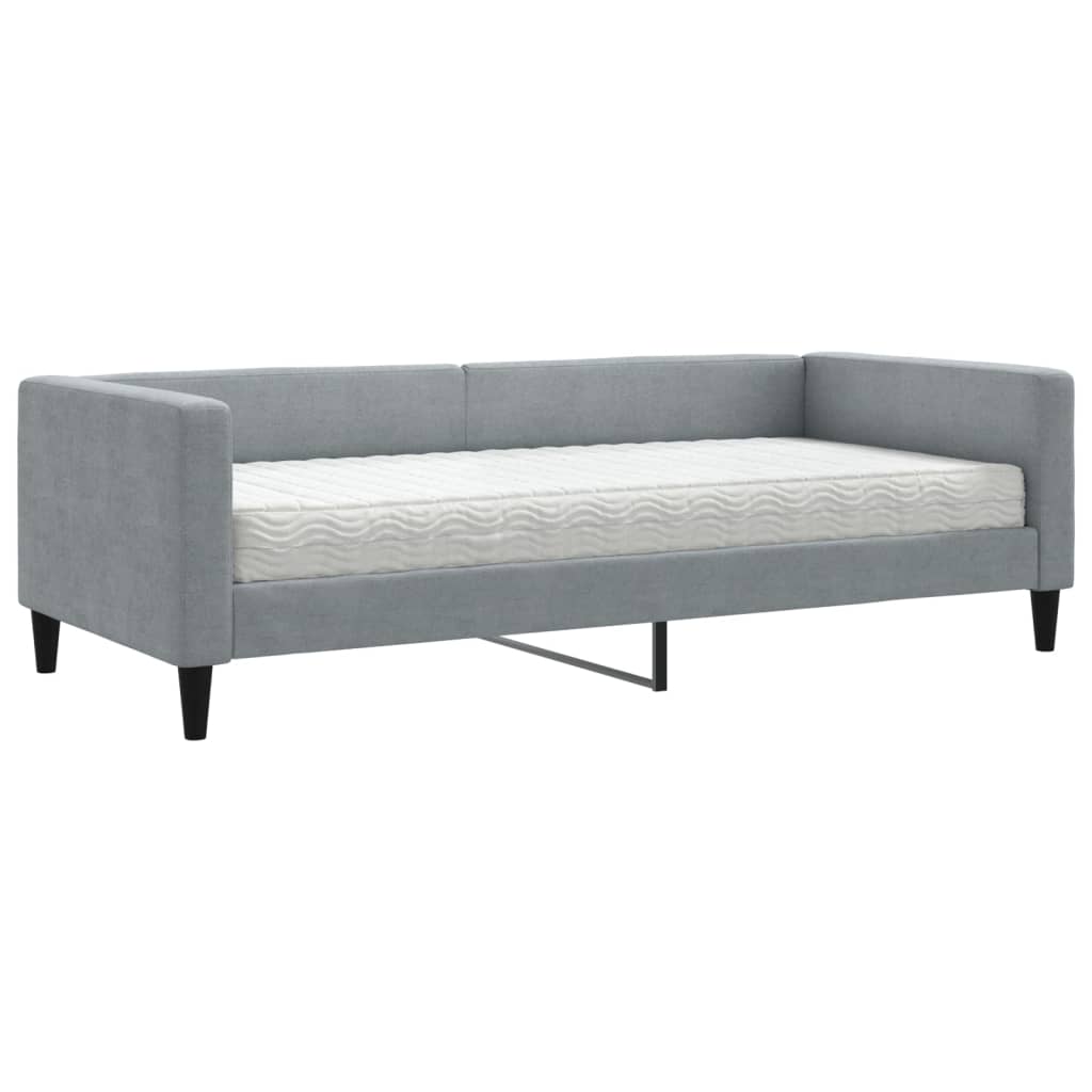 Sofá cama con colchón tela gris claro 90x200 cm