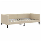 Sofá cama con colchón tela crema 90x200 cm