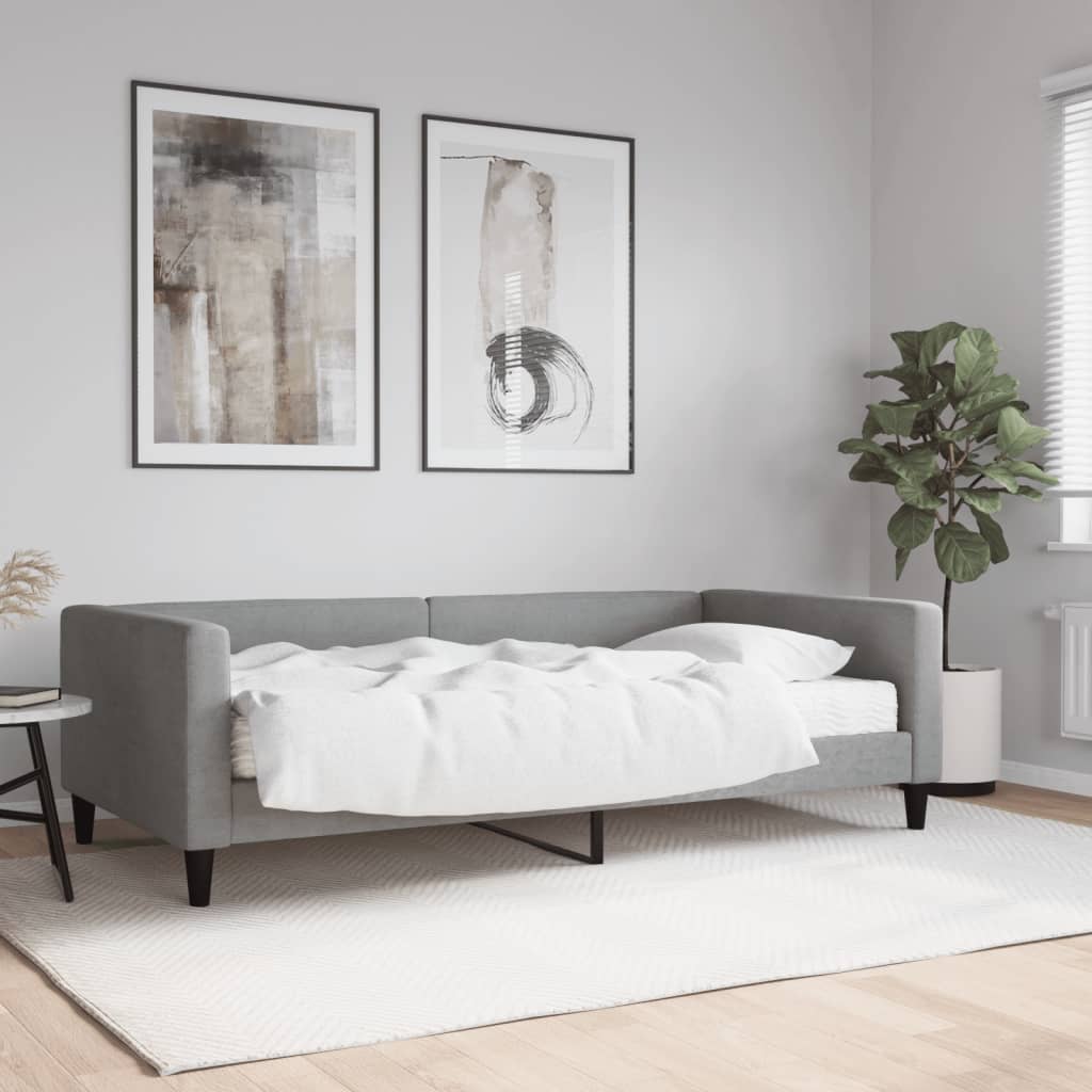Sofa bed with cream fabric mattress 90x200 cm