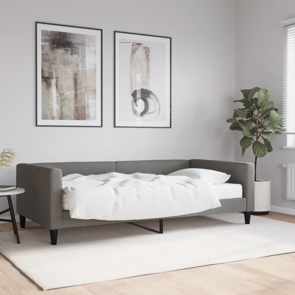 Sofa bed with light grey fabric mattress 90x200 cm