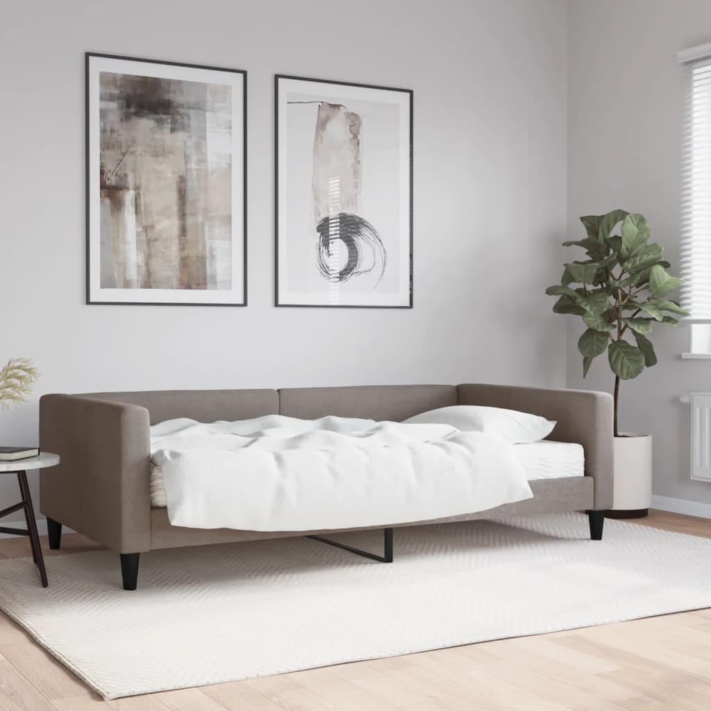Sofa bed with dark gray fabric mattress 90x200 cm