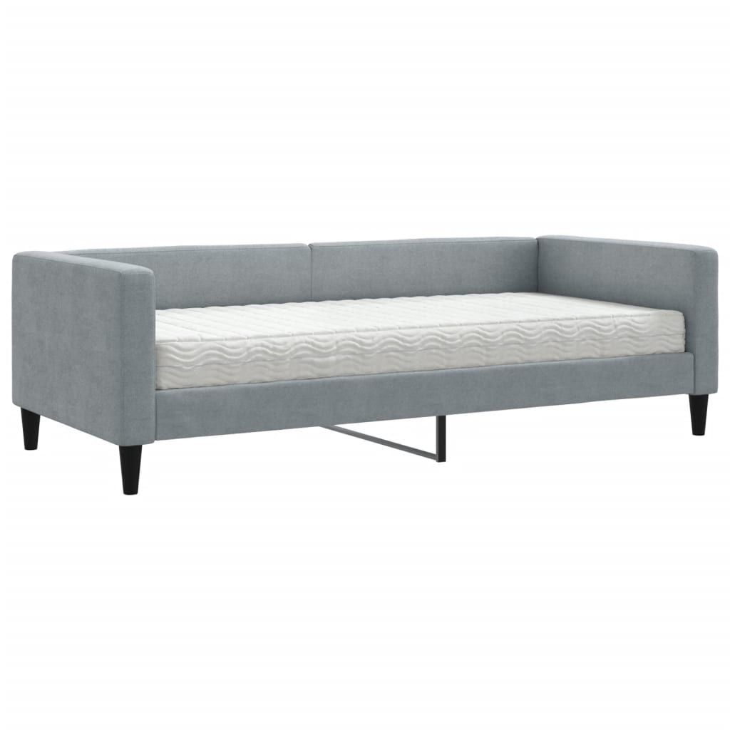 Sofá cama con colchón tela gris claro 90x190 cm