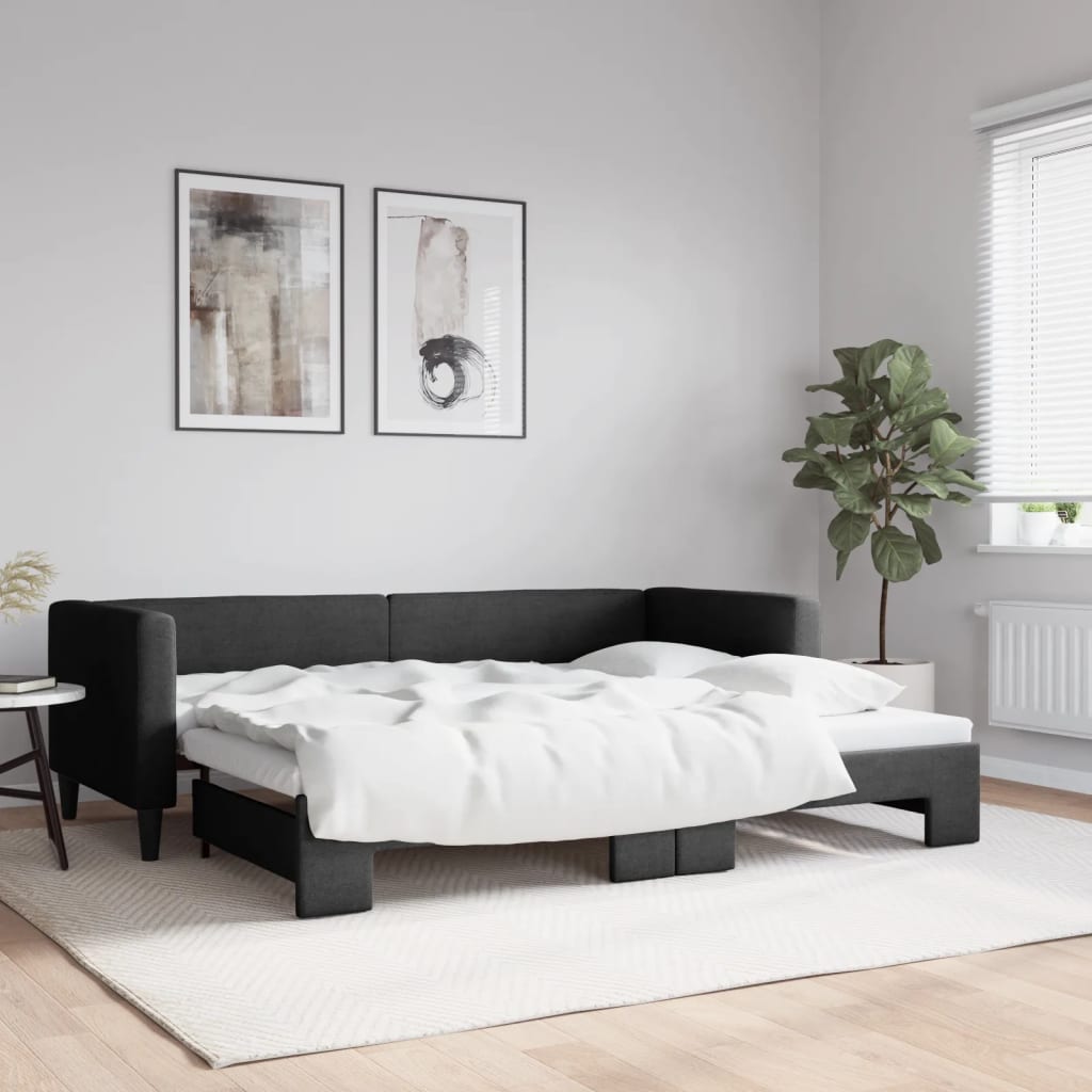Sofá cama nido con colchón terciopelo verde oscuro 90x200 cm