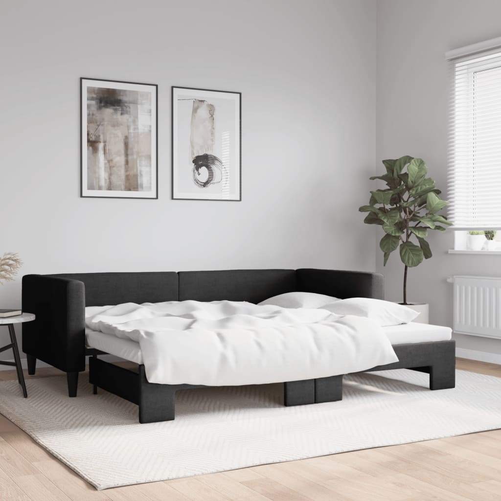 Sofá cama nido con colchón terciopelo verde oscuro 90x200 cm