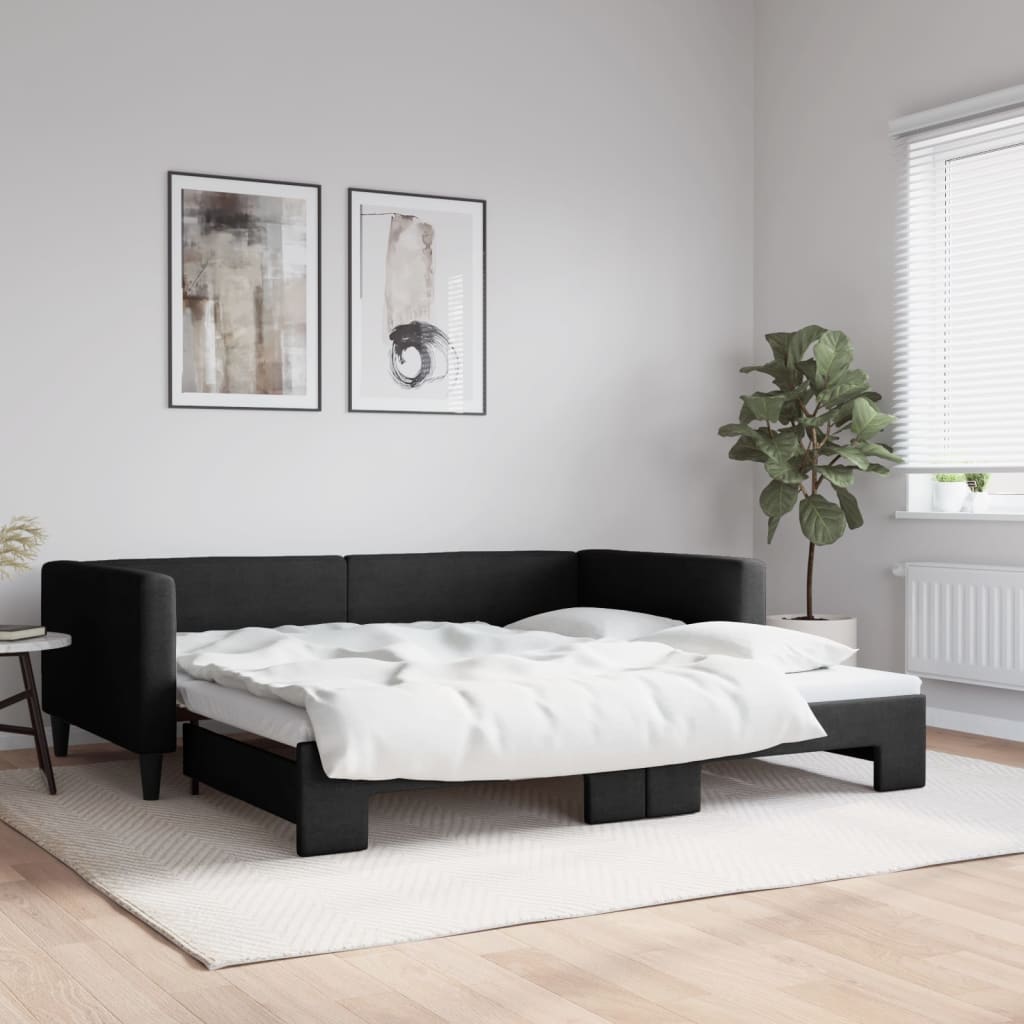 Sofá cama nido con colchón terciopelo verde oscuro 90x200 cm
