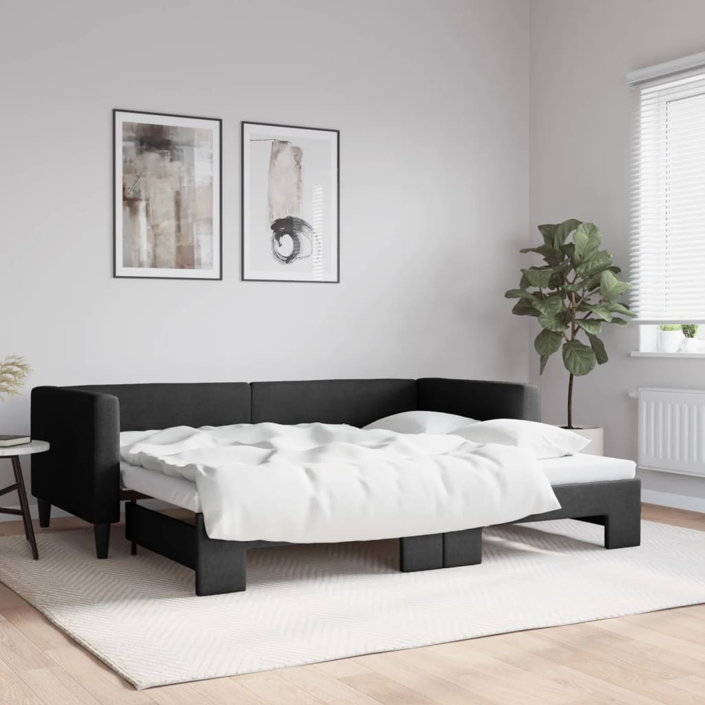 Sofá cama nido con colchón terciopelo verde oscuro 90x200 cm