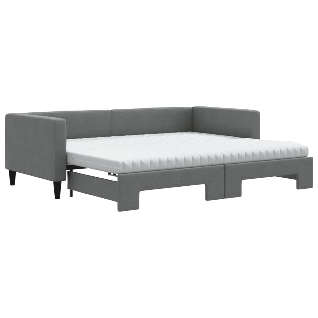 Sofá cama nido con colchón tela gris oscuro 90x200 cm