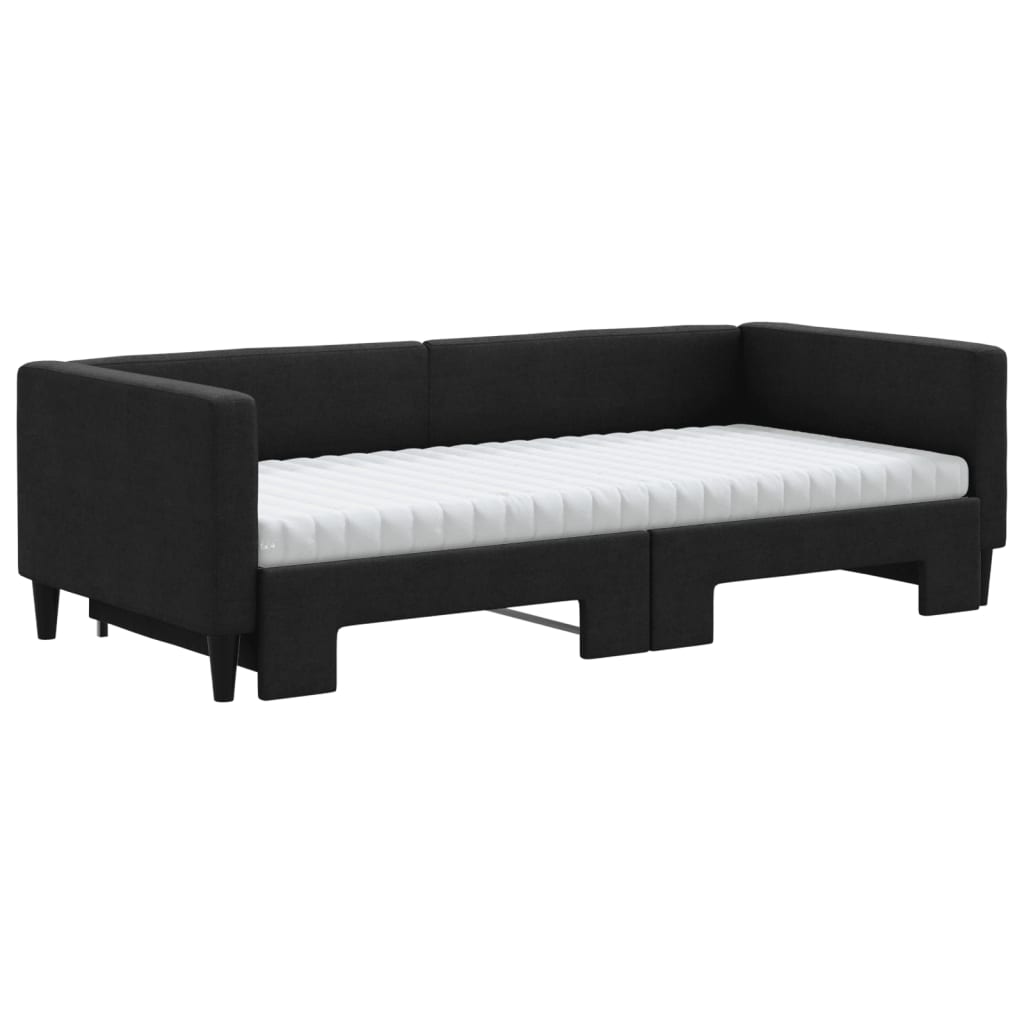 Sofá cama nido con colchón tela negro 90x200 cm