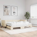 Sofá cama nido con colchón tela crema 90x200 cm