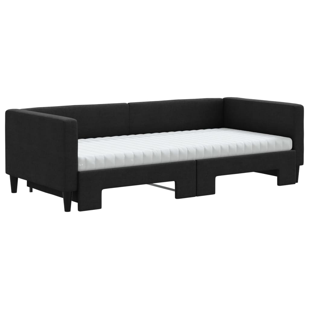Sofá cama nido con colchón tela negro 90x190 cm
