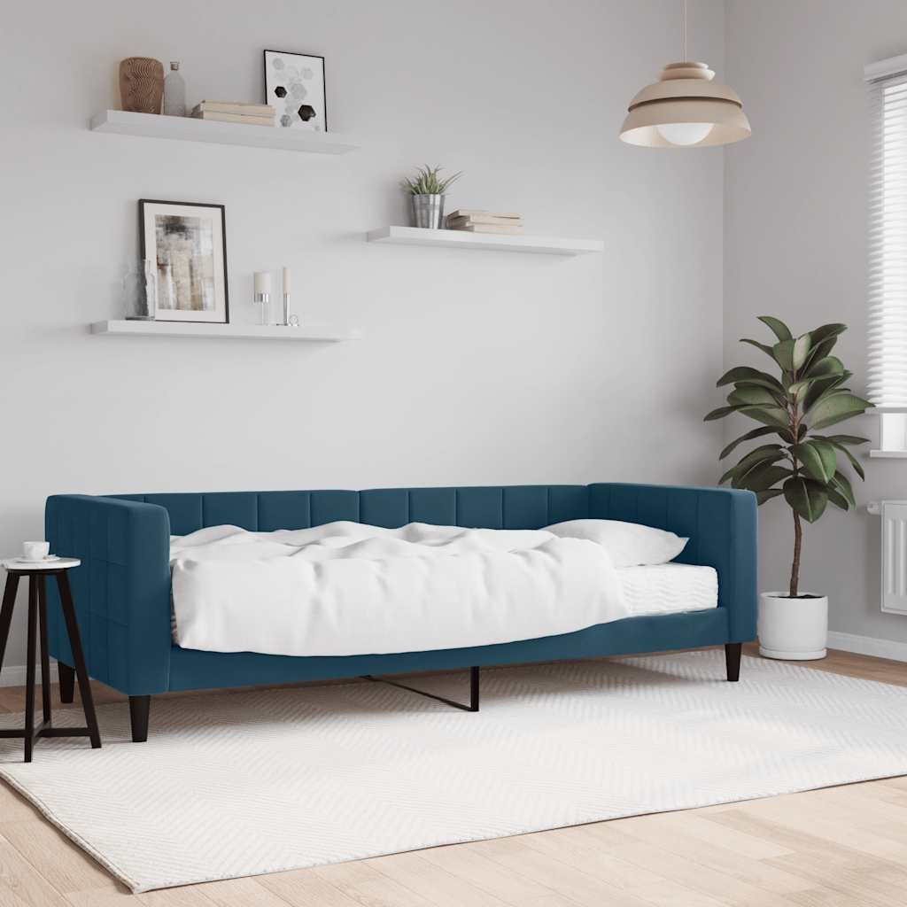 Sofa bed with blue velvet mattress 100x200 cm