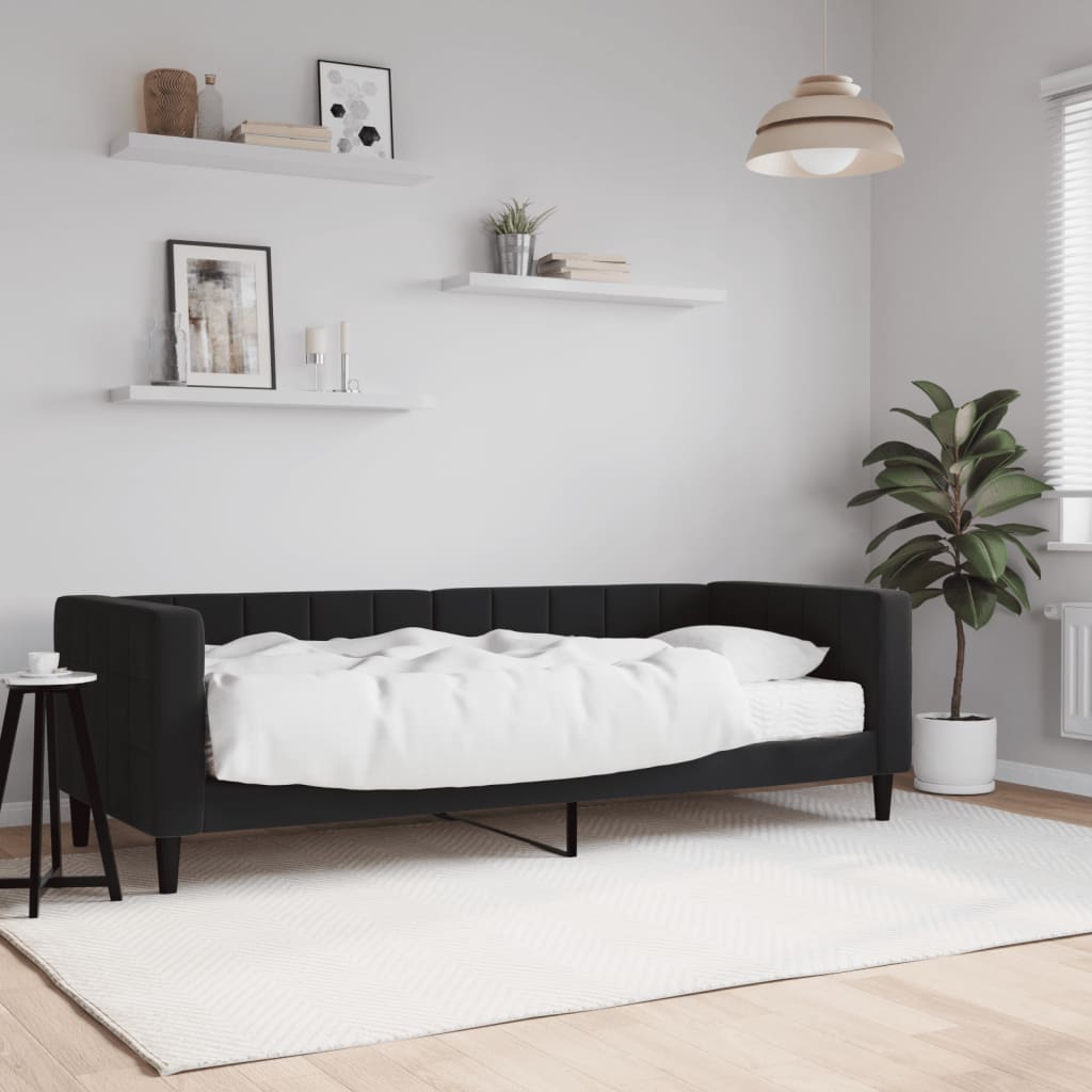 Sofa bed with black velvet mattress 100x200 cm