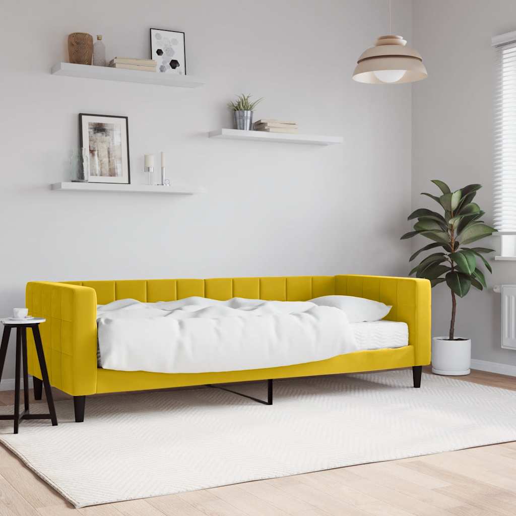 Sofa bed with yellow velvet mattress 100x200 cm