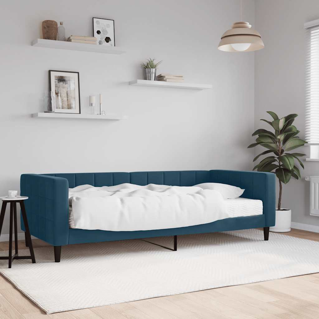 Sofa bed with blue velvet mattress 80x200 cm