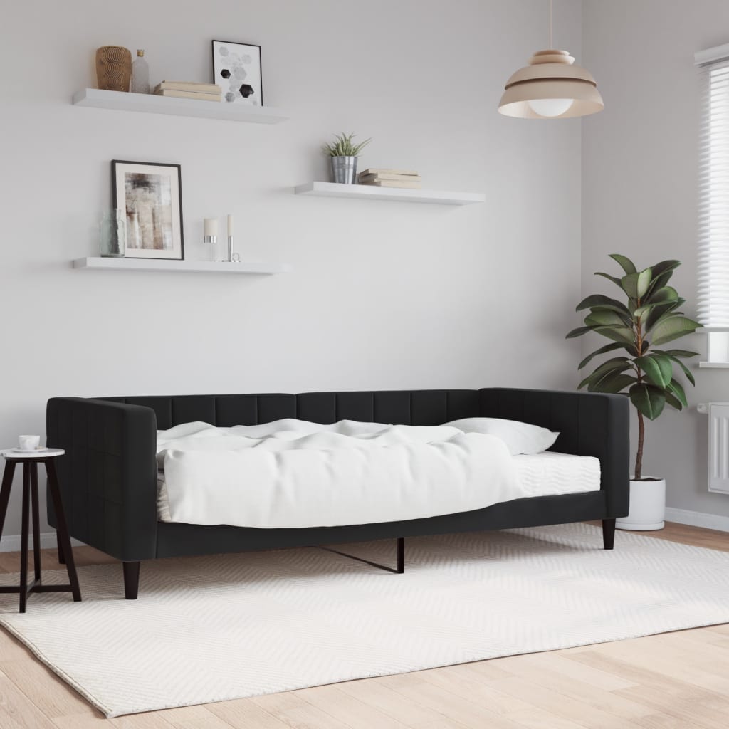 Sofa bed with black velvet mattress 90x190 cm