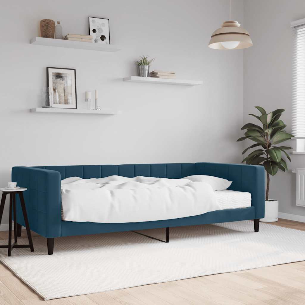 Sofa bed with yellow velvet mattress 80x200 cm