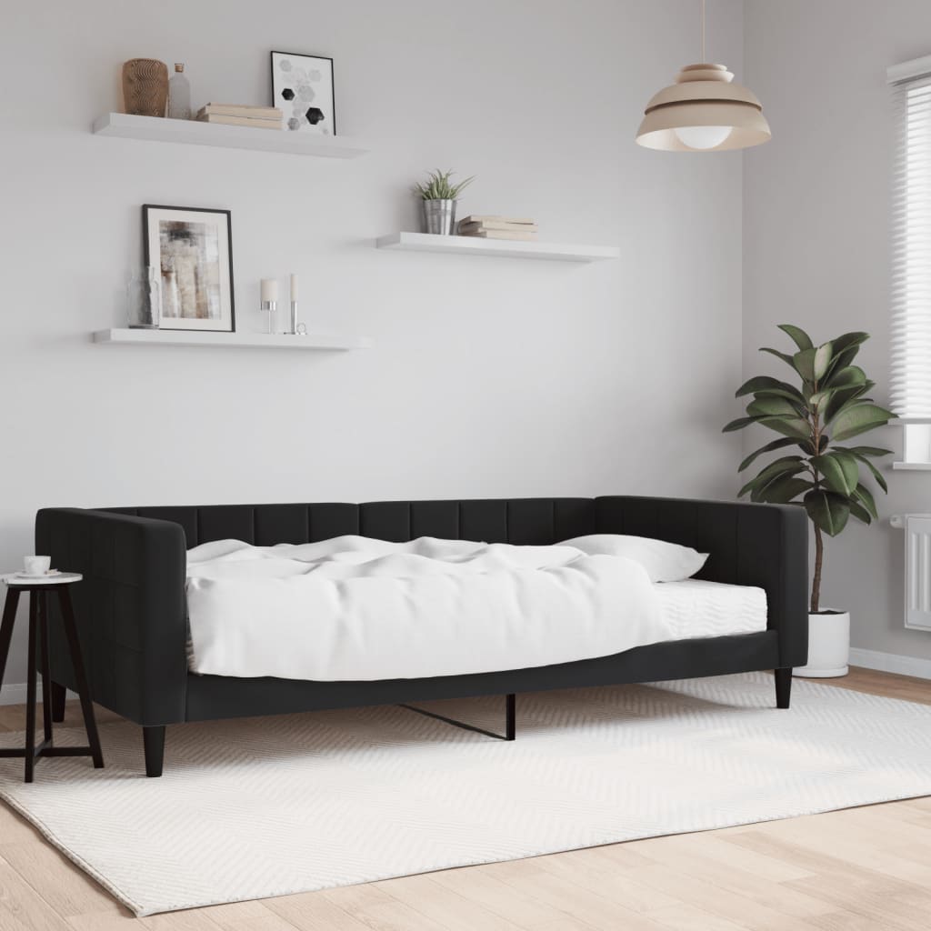 Sofa bed with dark gray velvet mattress 90x190 cm