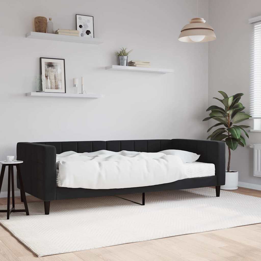 Sofa bed with black velvet mattress 100x200 cm